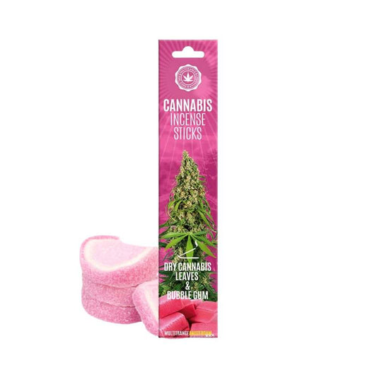 Bâtonnets d’encens au cannabis «Bubblegum», boîtier rose et pastilles parfumées