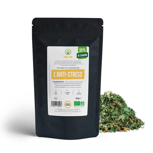 Sachet d’infusion CBD bio anti-stress POP CBD, 60 g