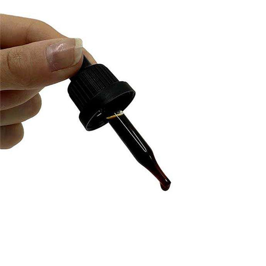 Pipette noire avec huile brune ALPAISIA, embout compte-gouttes