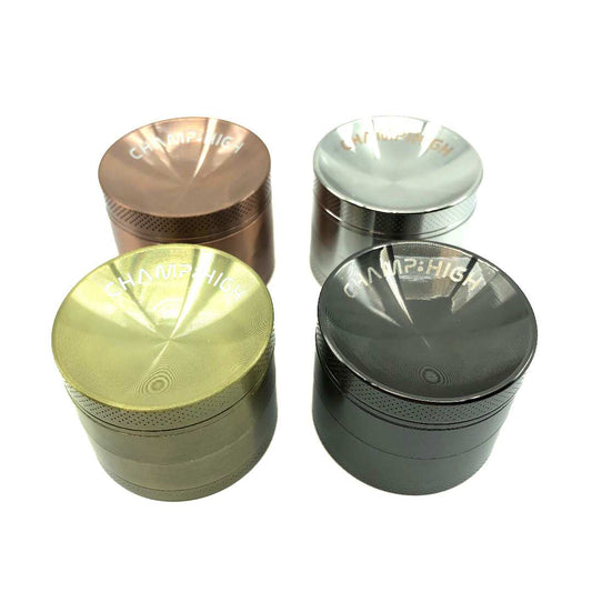 Lot de 4 grinders incurvés 50 mm CHAMP:HIGH : bronze, or, noir et argent.