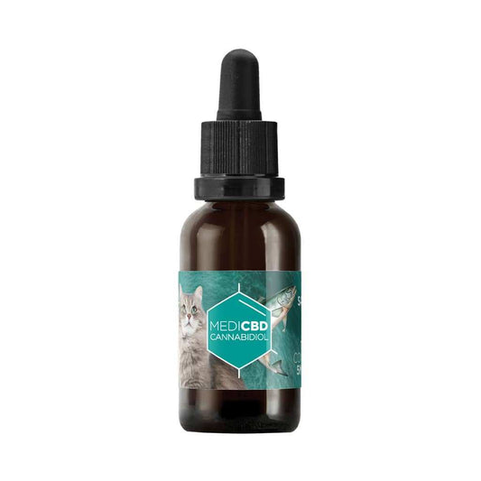 Huile CBD pour chat MEDICBD, flacon brun compte-gouttes noir