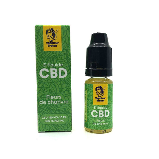 Flacon d’e-liquide CBD fleurs de chanvre 150 mg sans nicotine, LE VAPOTEUR BRETON
