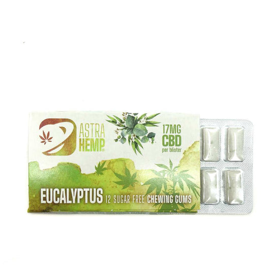 Boîte de 24 chewing-gums CBD à l’eucalyptus sans sucre, blister de 4