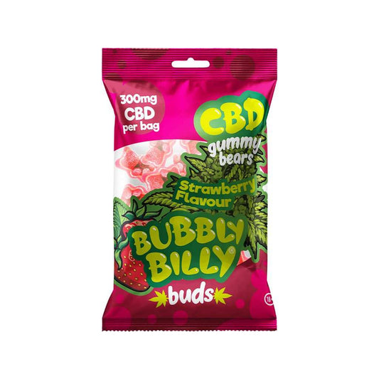 Bonbon CBD fraise BUBBLY BILLY en sachet, oursons gélifiés, goût strawberry