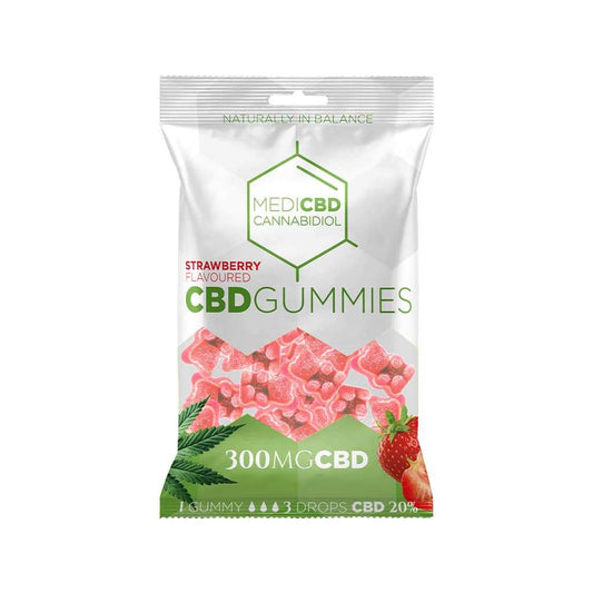 Sachet de bonbons gélifiés CBD à la fraise MEDICBD, rosés