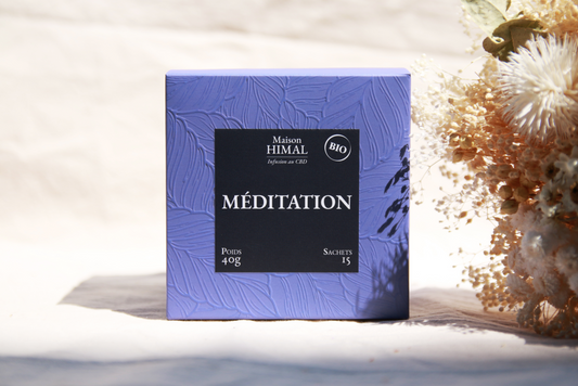 Boîte de tisane CBD bio méditation Maison HIMAL, 15 sachets, 40 g