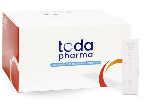 Test urinaire THC Toda Pharma : boîte blanche et cassette de test