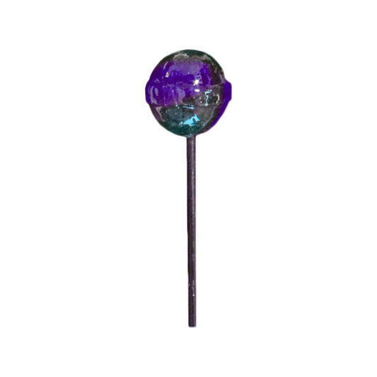 Sucette cannabis myrtille ronde violette sur bâton sombre