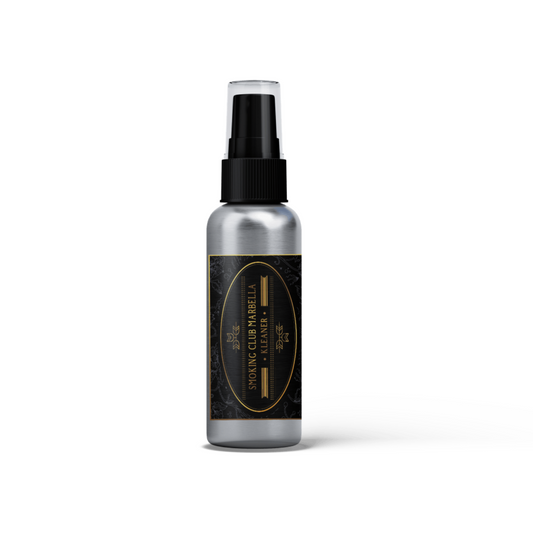 Spray Kleaner THC, flacon 20 ml en verre, vue de profil, étiquette noire et or, pompe noire