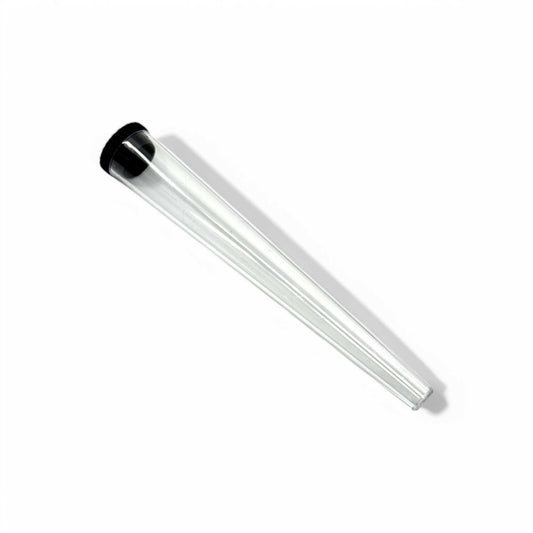 Étui-cône transparent avec bouchon noir, intérieur vide, lot de 50