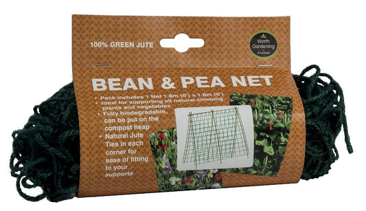 Filet à haricots et pois vert 1,8 x 1,8 m, emballage avec filet en jute