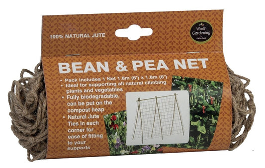 Filet haricots et pois en jute naturel, rouleau avec cordons, 1,8 m x 1,8 m