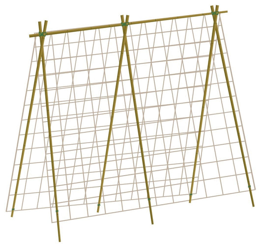 Filet de jardin haricots et pois en jute, grille quadrillée et piquets, 1,8 m