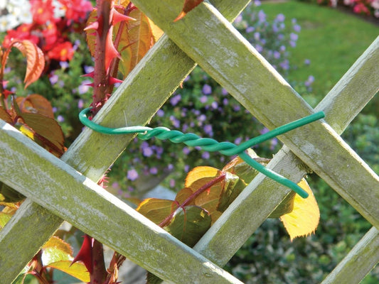 Lien torsadé vert 5 mm autour d’une clôture, avec cœur métallique