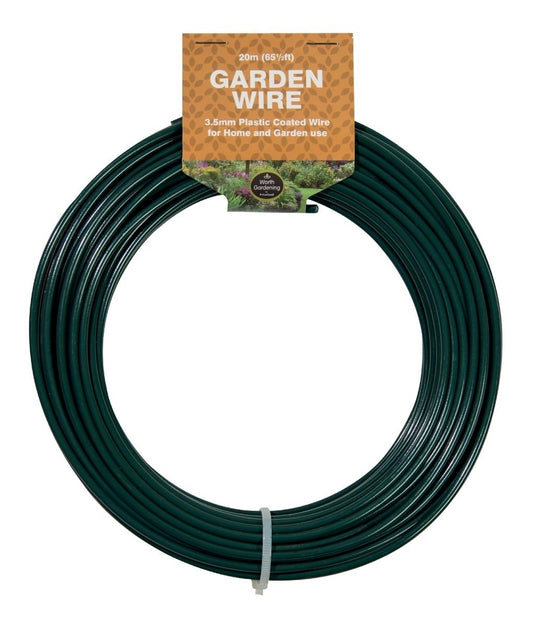 Bobine de fil de jardin vert recouvert de plastique, 3,5 mm, 20 m