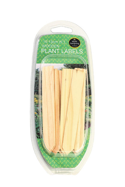 Lot d’étiquettes pour plantes en bois 13 cm, 10 unités, emballage transparent