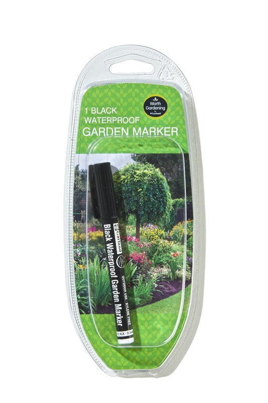Marqueur de jardin étanche noir en emballage, corps noir, étiquette 'Garden Marker'