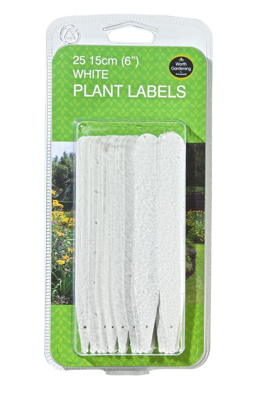 Lot de 25 étiquettes blanches pour plantes, format 15 cm, en blister