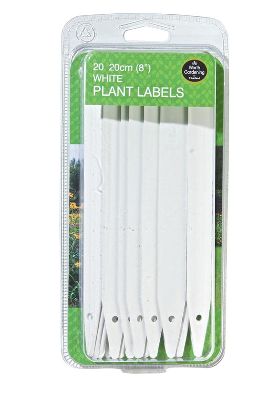 Lot de 20 étiquettes blanches pour plantes, format 20 cm en blister