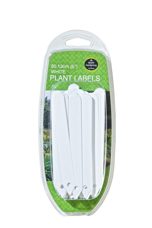 Lot de 50 étiquettes de plante blanches 13 cm, emballage blister