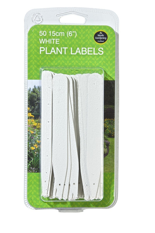 Lot de 50 étiquettes blanches pour plantes 15 cm, en blister