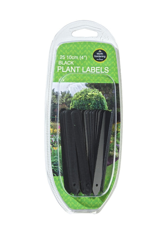 Pack d’étiquettes pour plantes noires 10 cm, lot de 25, étiquettes noires en blister.