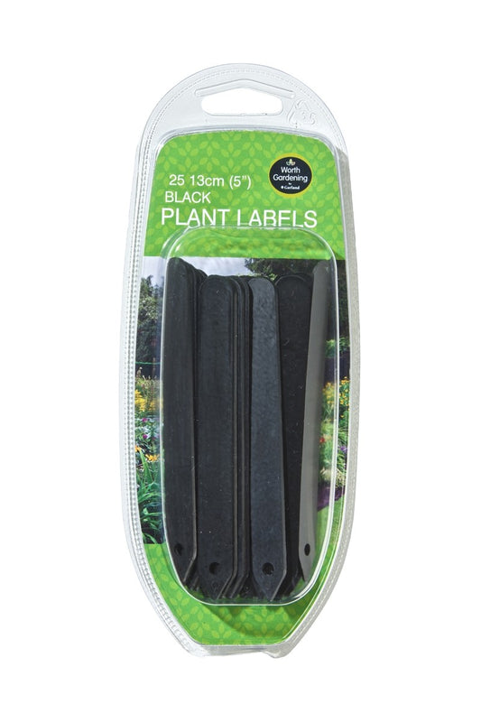 Lot de 25 étiquettes noires pour plantes de 13 cm, vendues en blister.