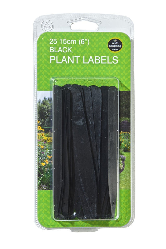 Lot de 25 étiquettes pour plantes noires 15 cm, étiquettes noires en blister