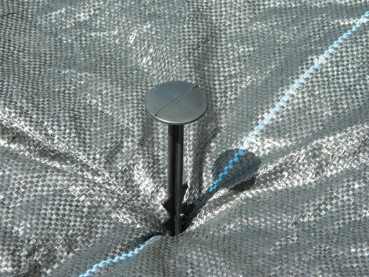 Piquet de fixation pour tissu, tête ronde grise et tige noire