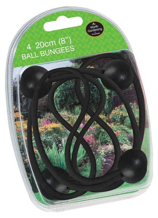 Lot de 4 boules élastiques noires de 20 cm, en emballage transparent