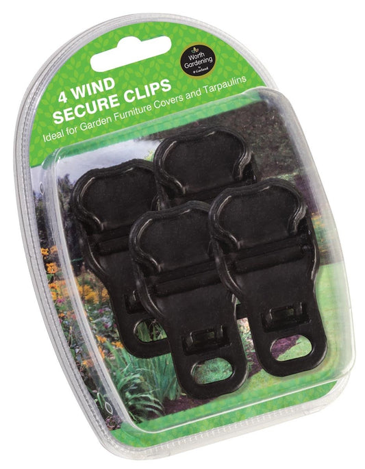 Lot de 4 clips anti-vent noirs, en blister transparent pour couvre végétal