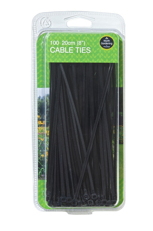 Lot de 100 attaches de câble noires en blister, 20 cm