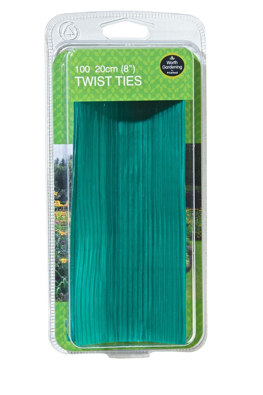 Attaches torsadées vertes 20 cm, paquet de 100 liens torsadés