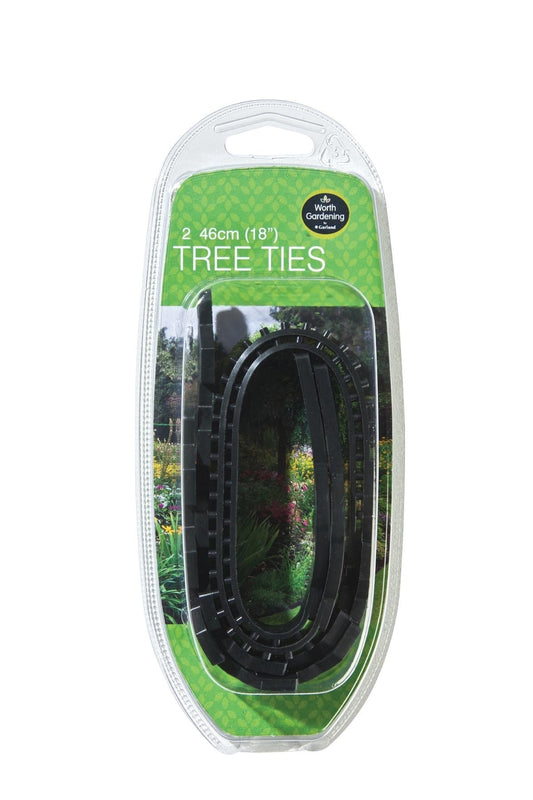 Lot de 2 attaches d’arbres 46 cm en plastique noir, avec emballage