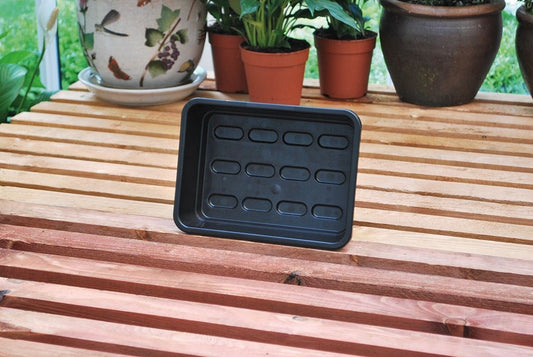 Mini plateau noir en plastique, sans trous, surface à compartiments moulés