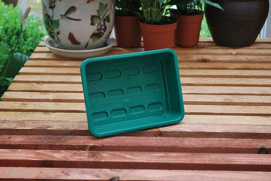Plateau de jardin vert sans trous, rectangulaire avec reliefs et bords relevés
