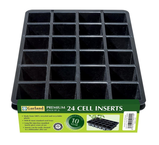 Plateau de semis à 24 cellules, insert noir, lot de 2