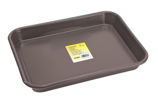 Plateau rectangulaire anthracite à bords relevés, format standard.