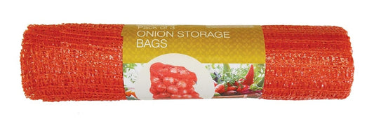Lot de 3 sacs de rangement pour oignons en filet orange, emballage