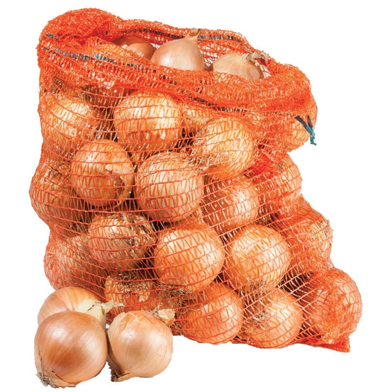 Sacs de rangement pour oignons en filet orange, avec oignons