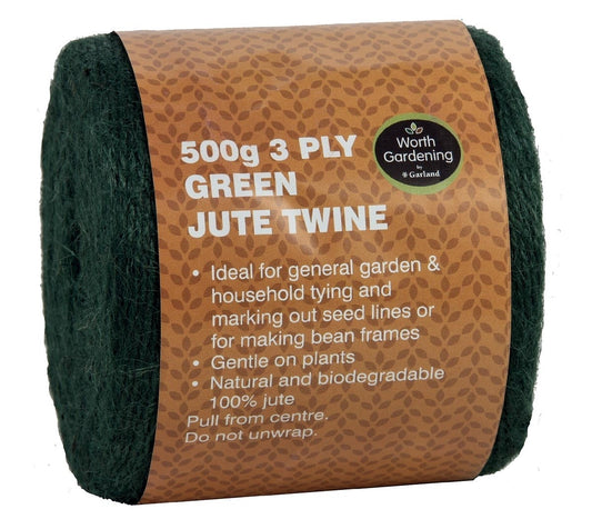 Bobine de ficelle de jute verte 3 brins, 500 g, pour jardinage et marquage.