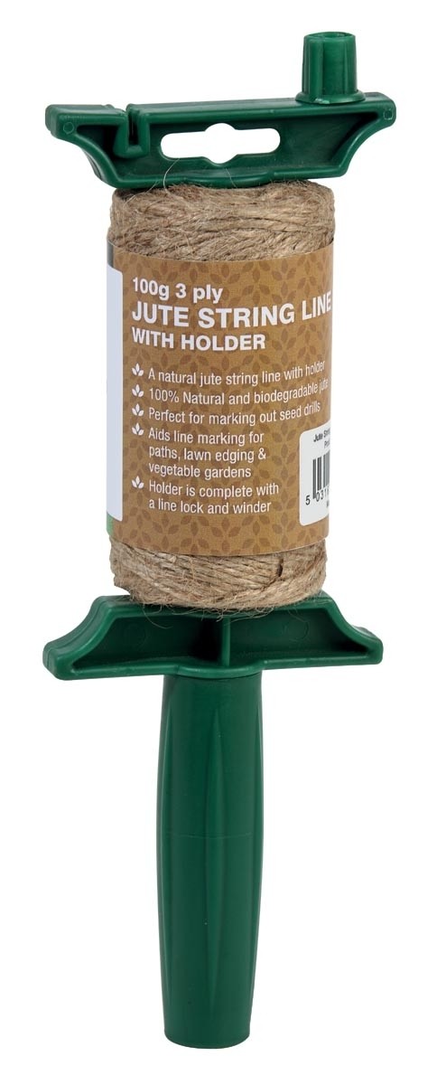 Support vert avec bobine de ficelle de jute naturelle 3 brins, fil enroulé