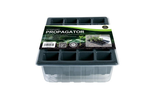 Mini serre de propagation triple pack, bac alvéolé noir avec couvercle transparent