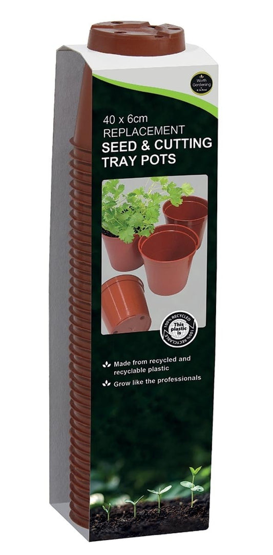 Boîte de 40 pots de remplacement en plastique pour graines, 6 cm, plateau de coupe