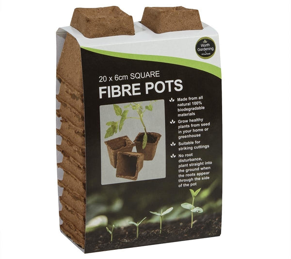 20 pots carrés en fibre de 6 cm