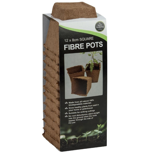 12 pots carrés en fibre de 8 cm