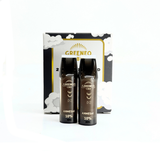 Lot de 2 recharges CBD GREENEO Anmesai 10% : deux cartouches noires