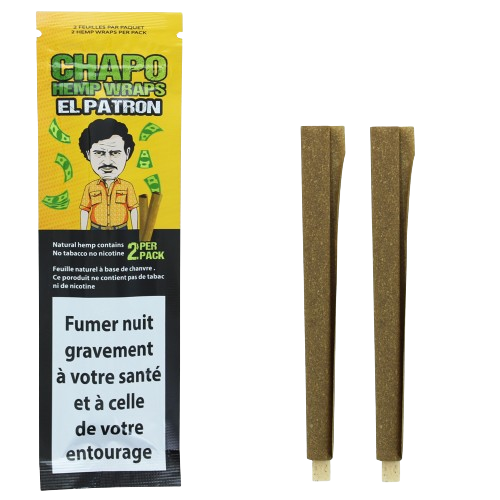 Blunts de chanvre CHAPO, deux tubes roulés, couleur dorée, filtre en bout