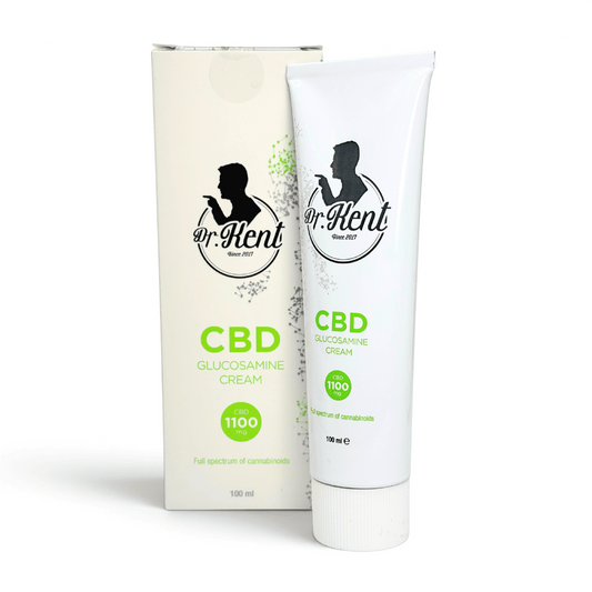 Crème pour articulations CBD en tube blanc de 100 ml, avec logo DR KENT