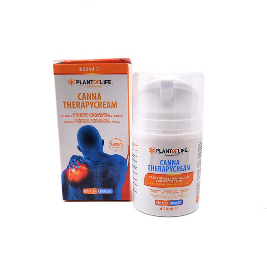 Crème de massage musculaire PLANT OF LIFE en flacon blanc 50 ml avec boîte